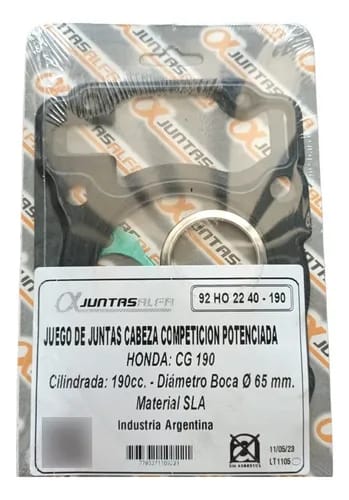 Juego de cabeza de cilindro sin O'rings ALFA para HONDA CG190