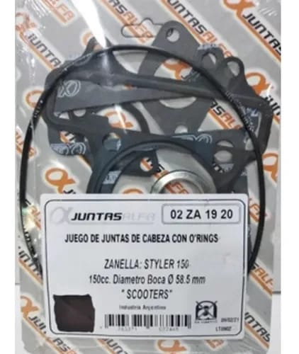 Juego de cabeza de cilindro con O'rings ALFA para ZANELLLA STYLER 150
