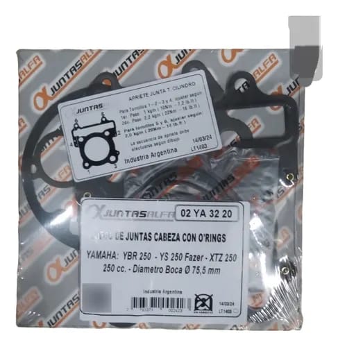 Juego de juntas de cabezal ALFA sin O'rings para YAMAHA YBR 250