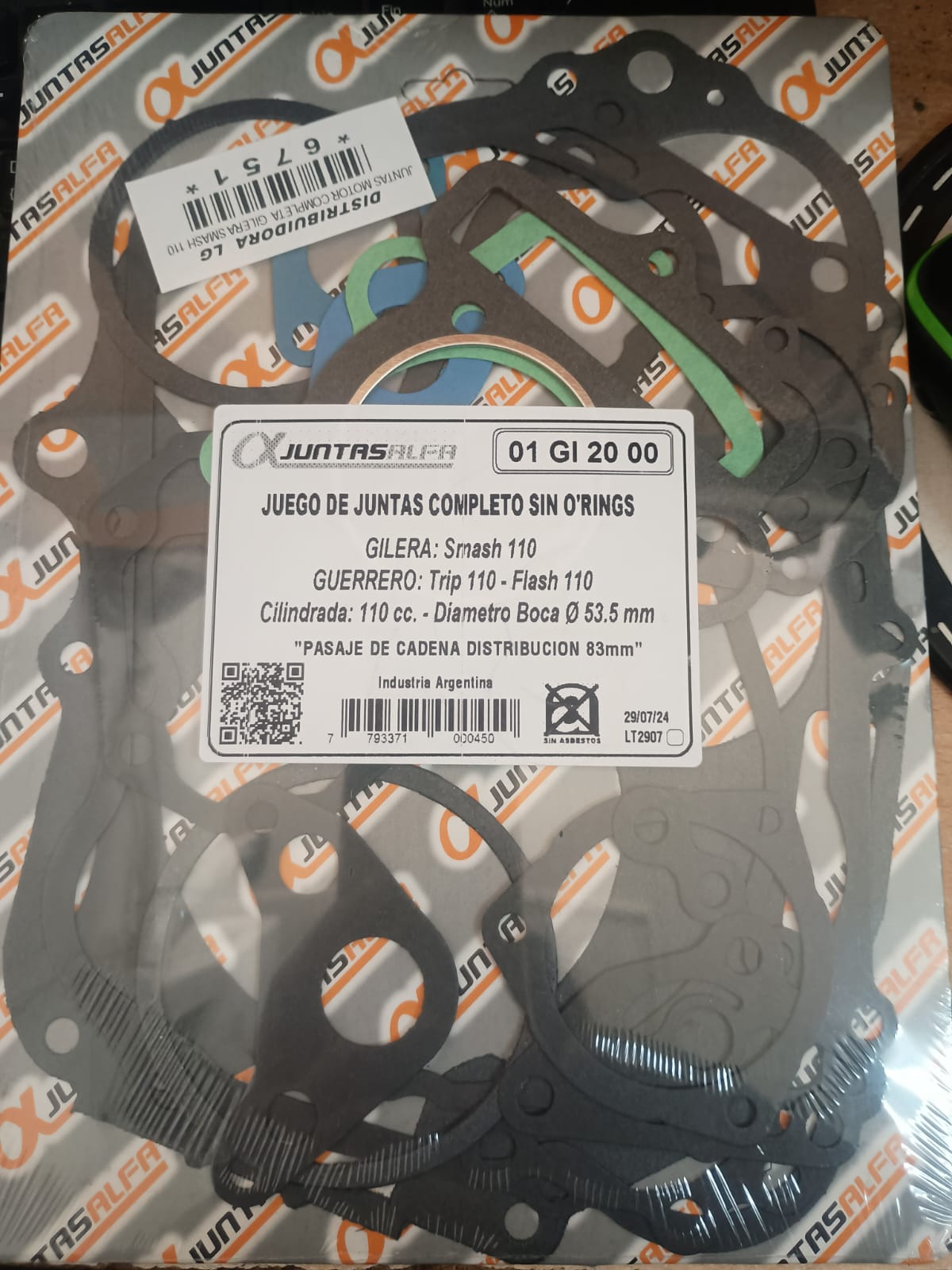 Juego de juntas completo con O'rings ALFA para motos 110 carrera larga