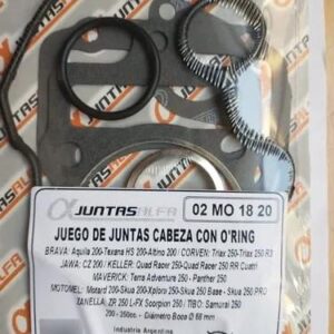 Juego de cabeza de cilindro sin O'rings ALFA para motos tipo alquila 200// ZR250//SKUA 200-250