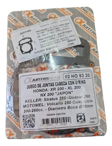 Juego de juntas de cabezal ALFA con o'rings para HONDA XR200 Y OTRAS