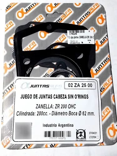 Juego de cabeza de cilindro sin O'rings ALFA para ZANELLA ZR 200 OHC