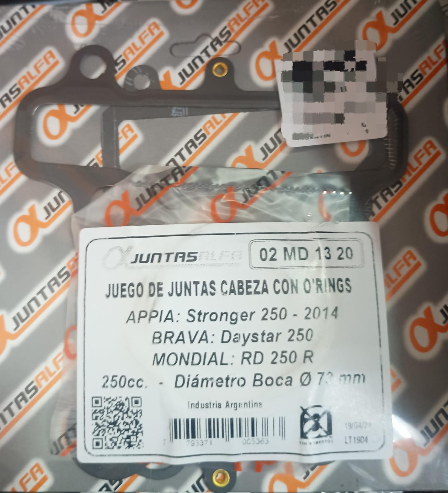 Juego de cabeza de cilindro sin O'rings ALFA para APPIA STRONGER 250 y otras