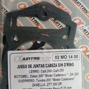 Juego de cabeza de cilindro sin O'rings ALFA para cerro colt 200/ Motomel Dakar 200/ Zanella ztt250/ otras