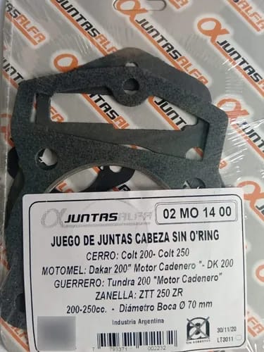 Juego de cabeza de cilindro sin O'rings ALFA para cerro colt 200/ Motomel Dakar 200/ Zanella ztt250/ otras