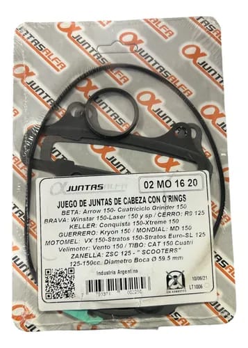 Juego de cabeza de cilindro con O'rings ALFA para scooter tipo BETA ARROW 150