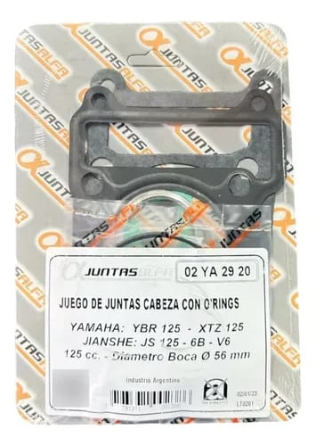 Juego de juntas de cabezal ALFA con o'rings para YAMAHA YBR125- XTZ 125