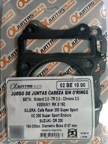 Juego de cabeza de cilindro sin O'rings ALFA para BETA MOTARD 2.0/ DR200/ OTRAS