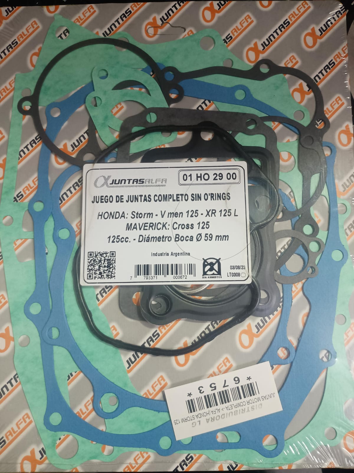 JUEGO DE JUNTAS COMPLETO SIN O'RING para HONDA XR125/STORM/V MEN 125