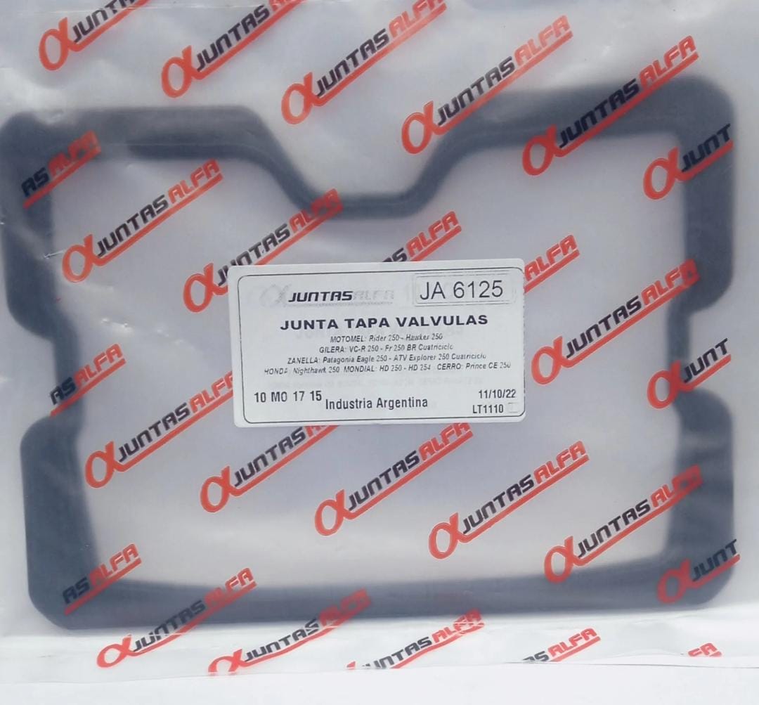 Junta de tapa de válvulas ALFA PARA Motomel RIDER 250 y otras