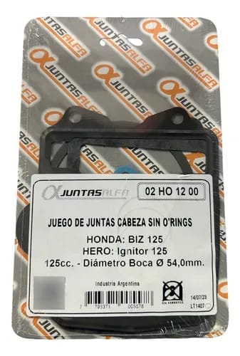 Junta de cabeza sin O'rings ALFA para HONDA BIZ 125/ HERO IGNITOR 125