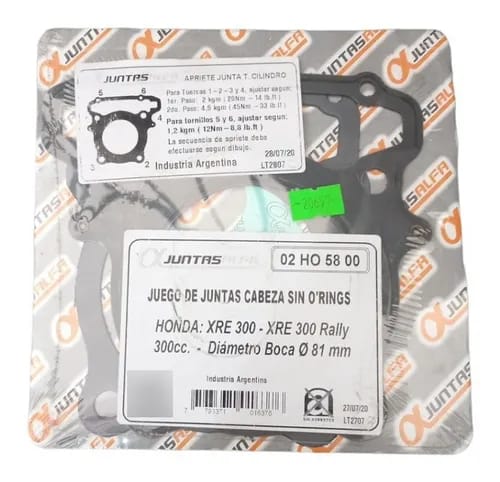 Juego de juntas de cabezal ALFA sin O'rings para HONDA XRE 300