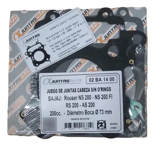 Juego de juntas de cabezal ALFA sin O'rings para BAJAJ ROUSER NS200/RS200