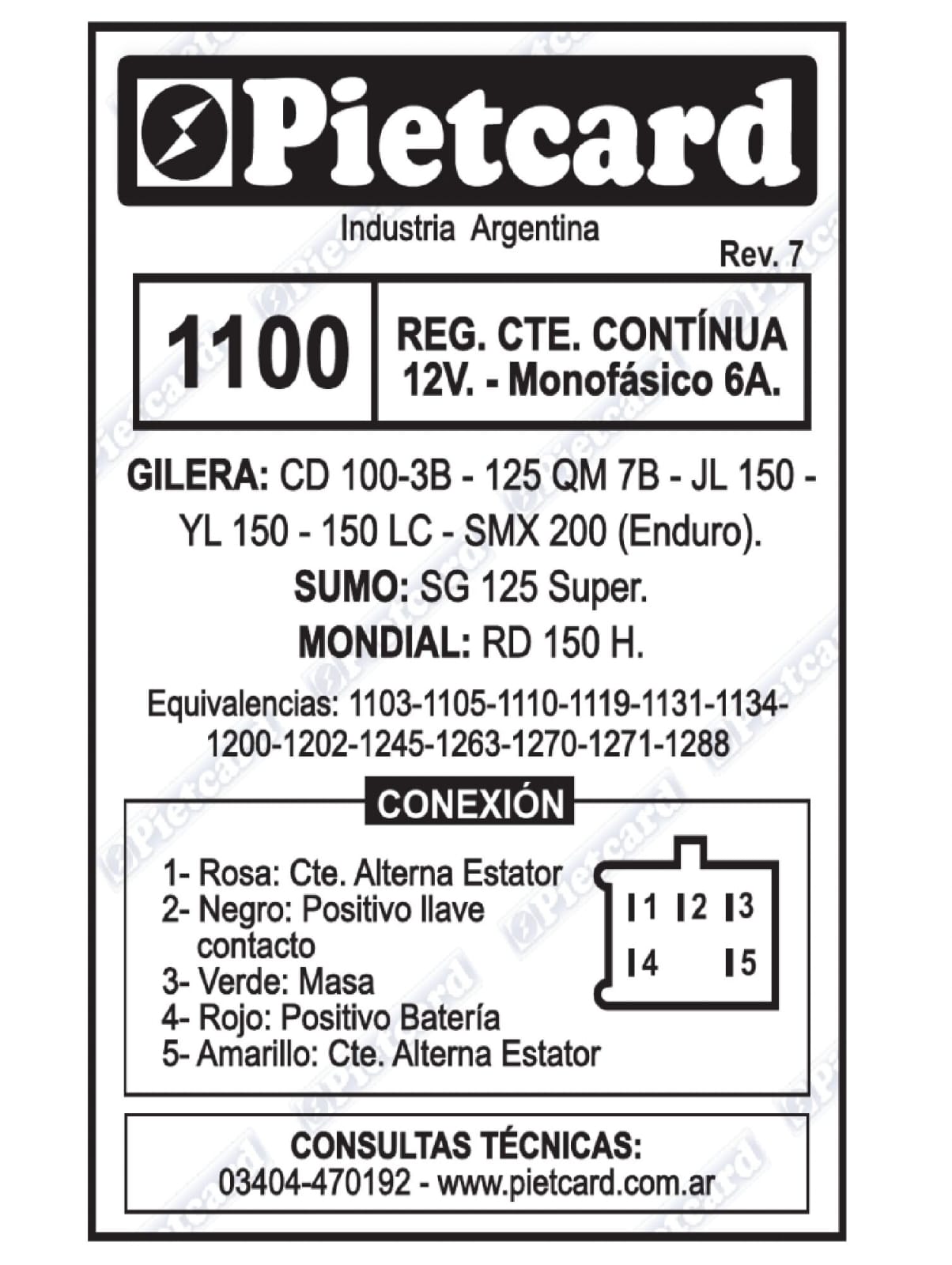 REGULADOR 1100 PIETCARD