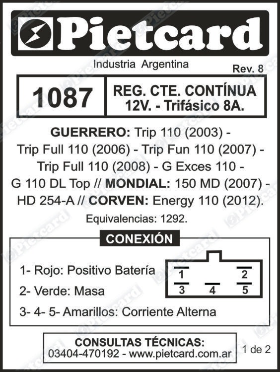 REGULADOR 1087 PIETCARD