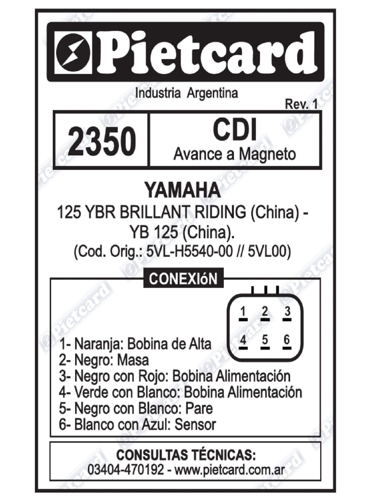 CDI PIETCARD 2350 YBR 125 CHINA