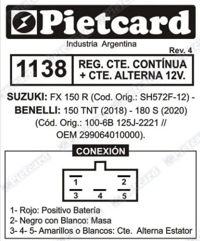REGULADOR 1138 PIETCARD