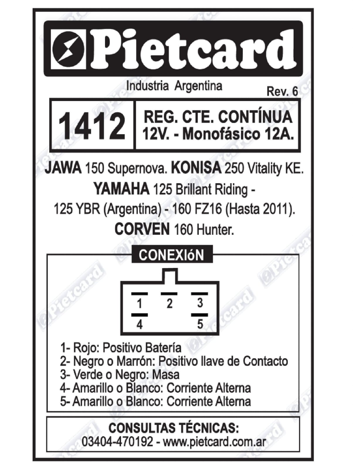 REGULADOR 1412 PIETCARD