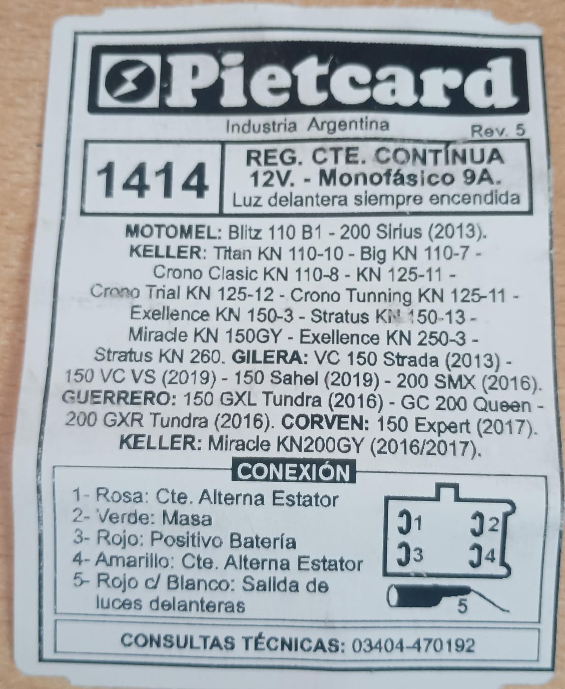 REGULADOR PIETCARD 1414
