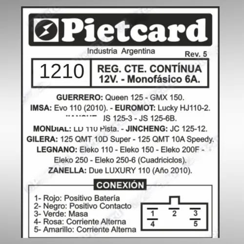 REGULADOR 1210 PIETCARD