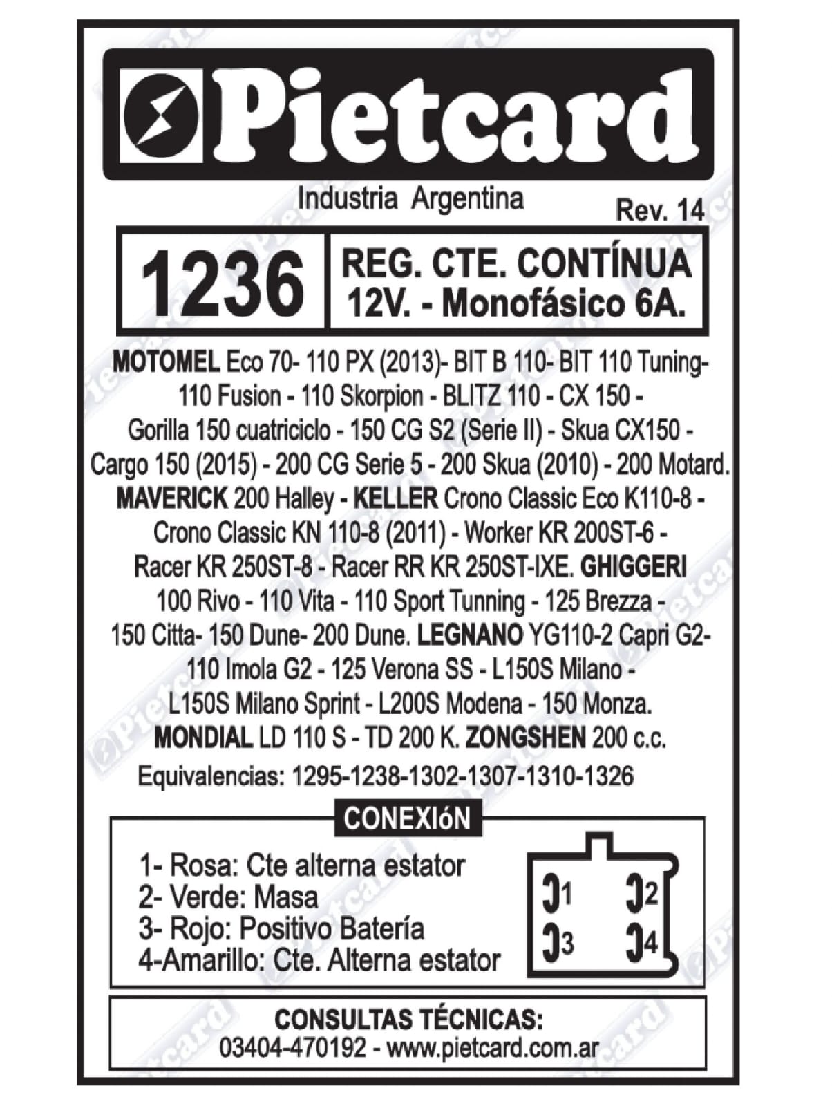 REGULADOR 1236 Y OTROS PIETCARD
