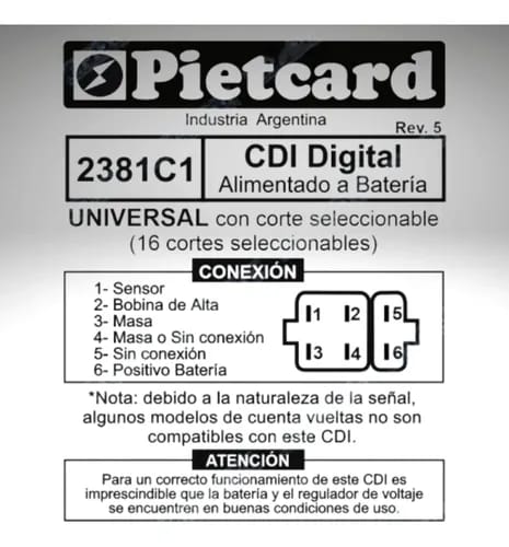 CDI PIETCARD 2381C1 CORTE SELECCIONABLE UNIVERSIDAL