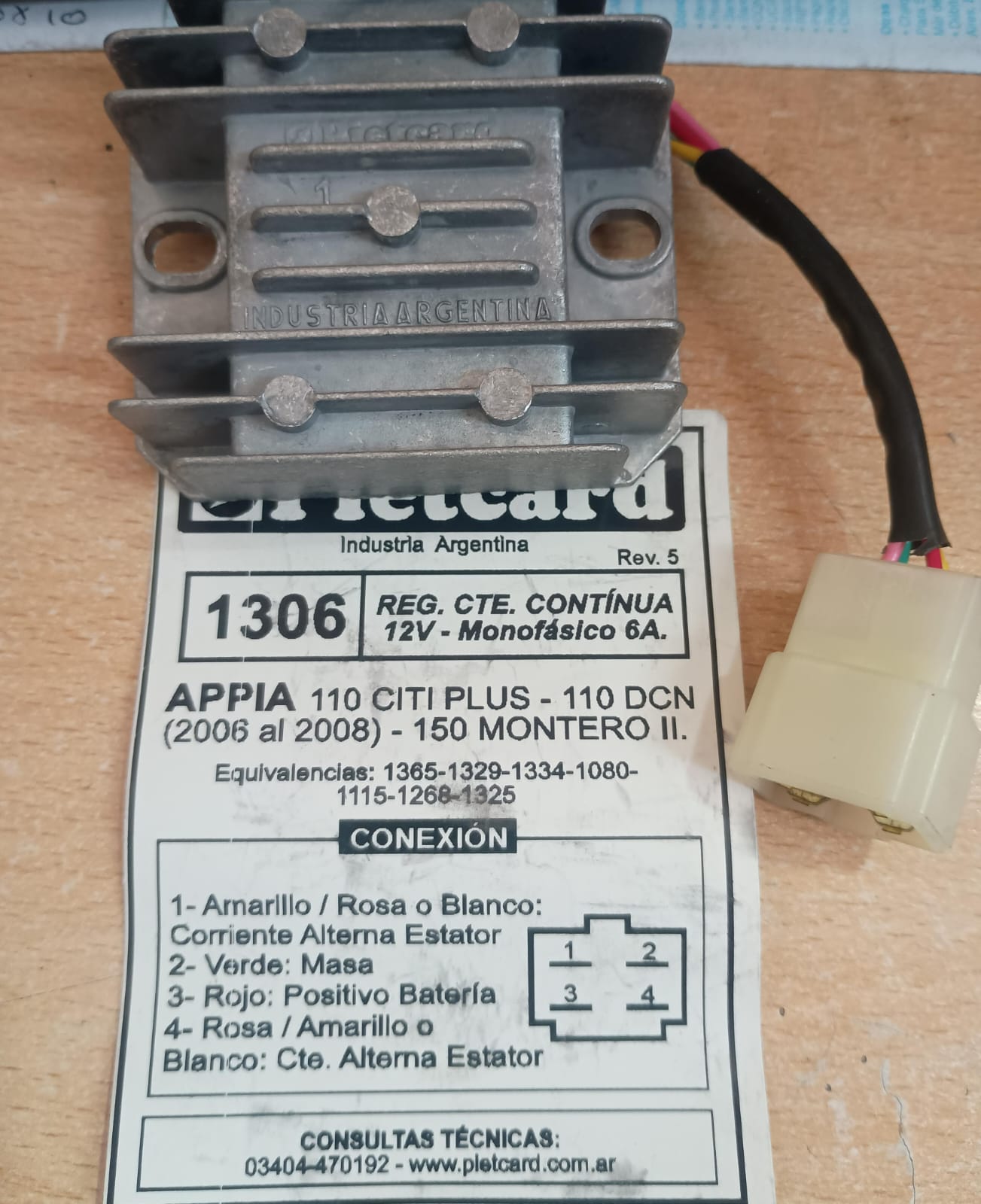 REGULADOR PIETCARD 1306 Y EQUIVALENCIAS