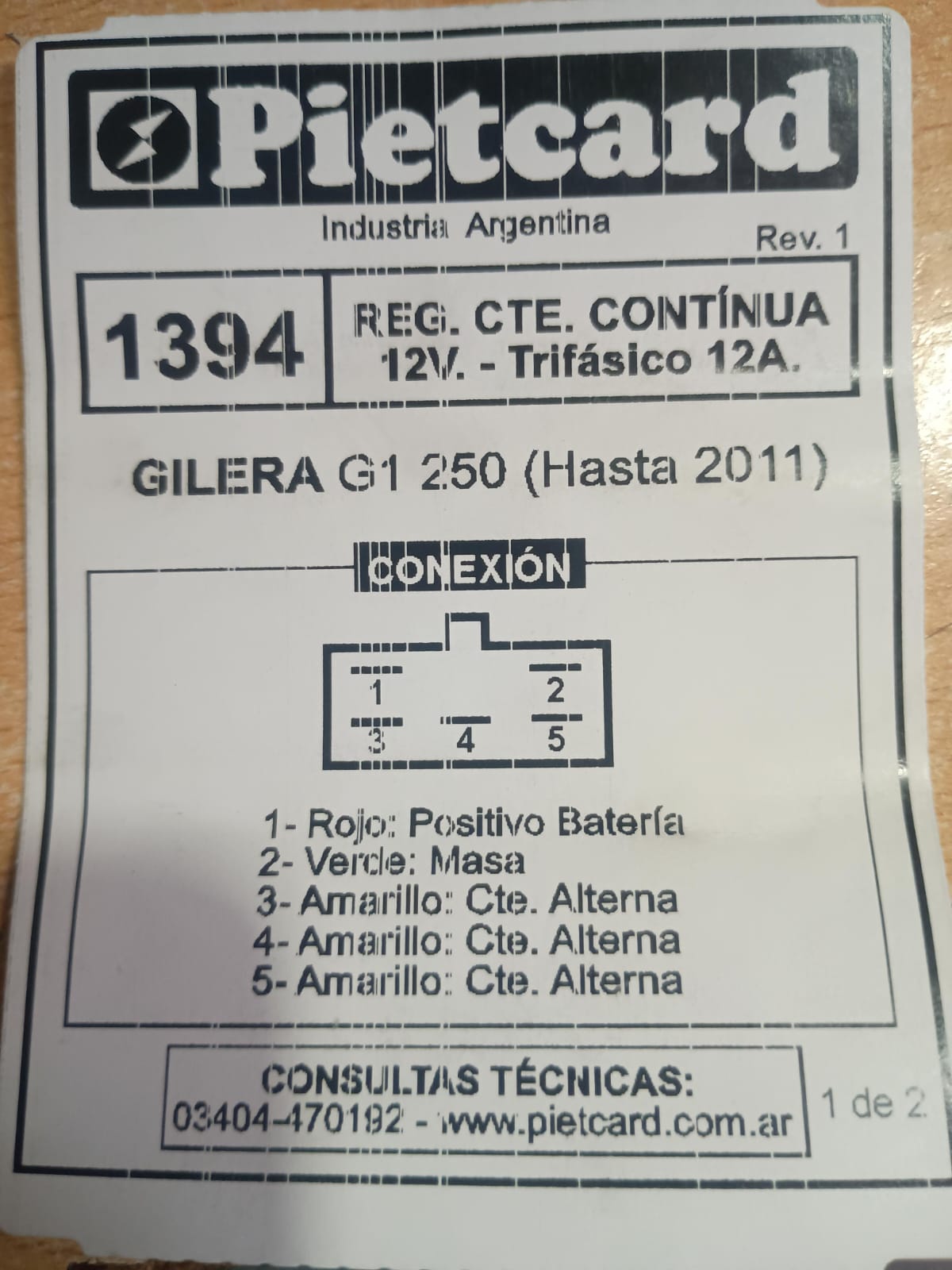 REGULADOR PIETCARD 1394