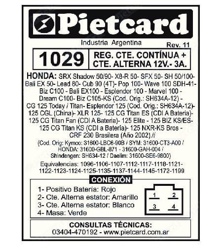 REGULADOR 1029 PIETCARD